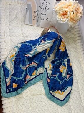 Elegant Bold Blue Floral Women’s Scarf Shawl Wrap
